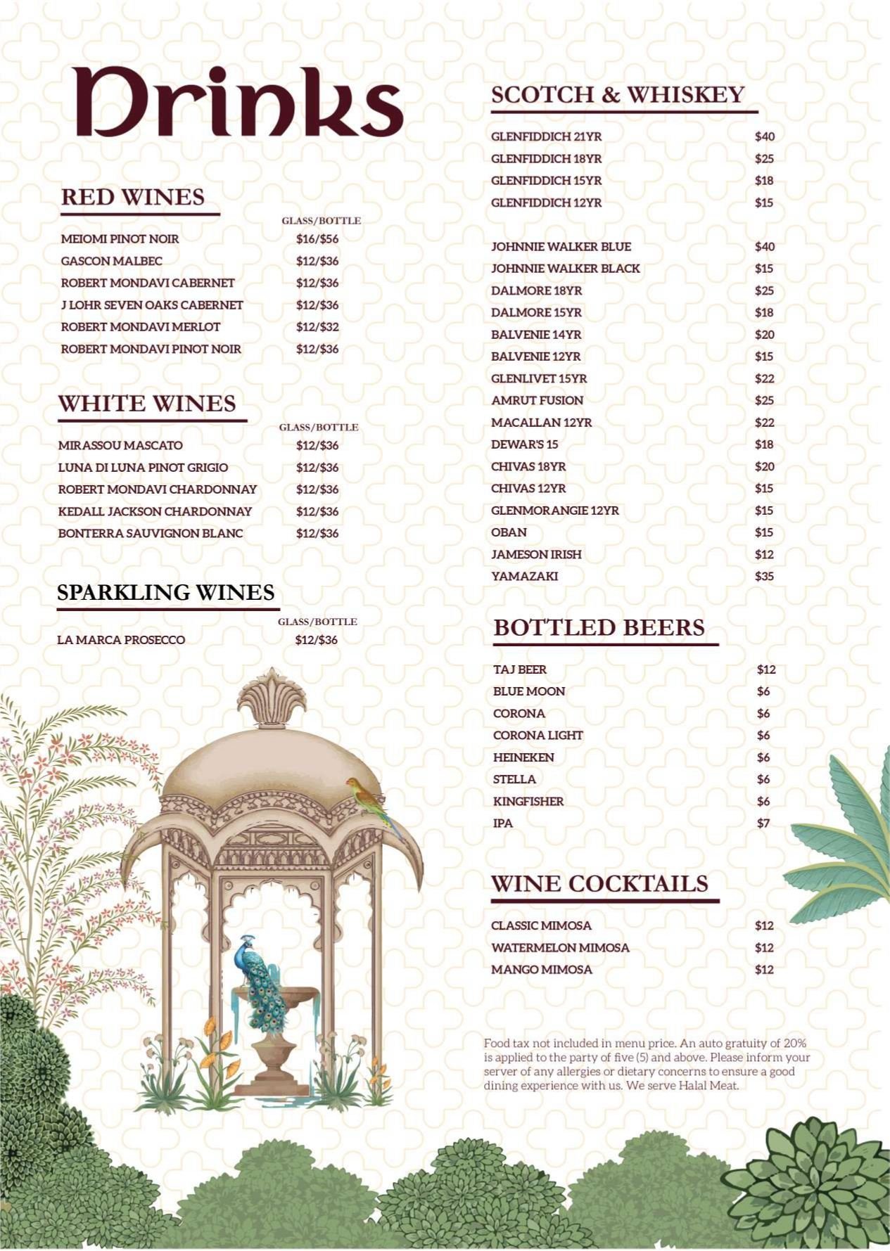 Royal Tandoorus drinks Menu Page 